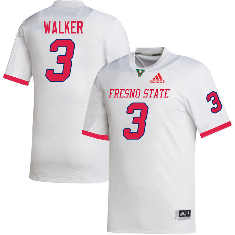 Fresno State Bulldogs #3 Mykal Walker College Football Jerseys,Uniforms-White